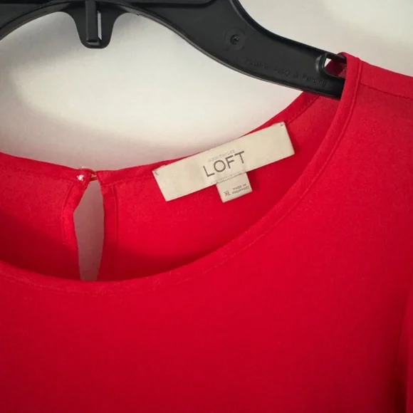 LOFT Red Ruffle Sleeve Blouse - Picture 2 of 5